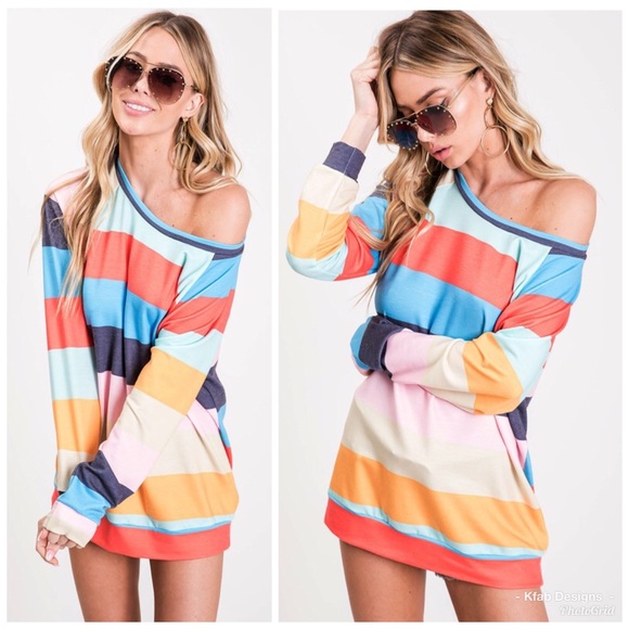 🛍LAST 1! French Terry Multi Stripe Top! - Picture 3 of 8